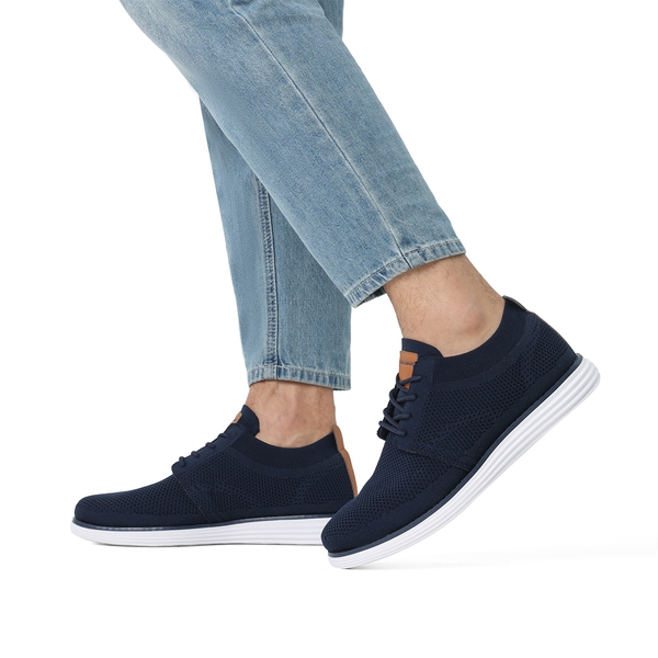 [KnitFlex Breeze] Men's Knitted Oxford Sneaker Shoes - DARK BLUE - 7